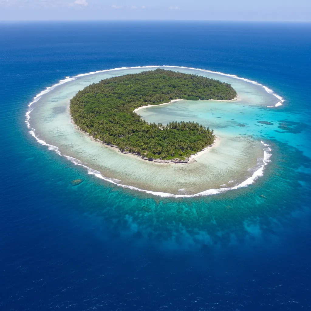 Aerial view of the Loyalty Islands lagoon and coral reefs