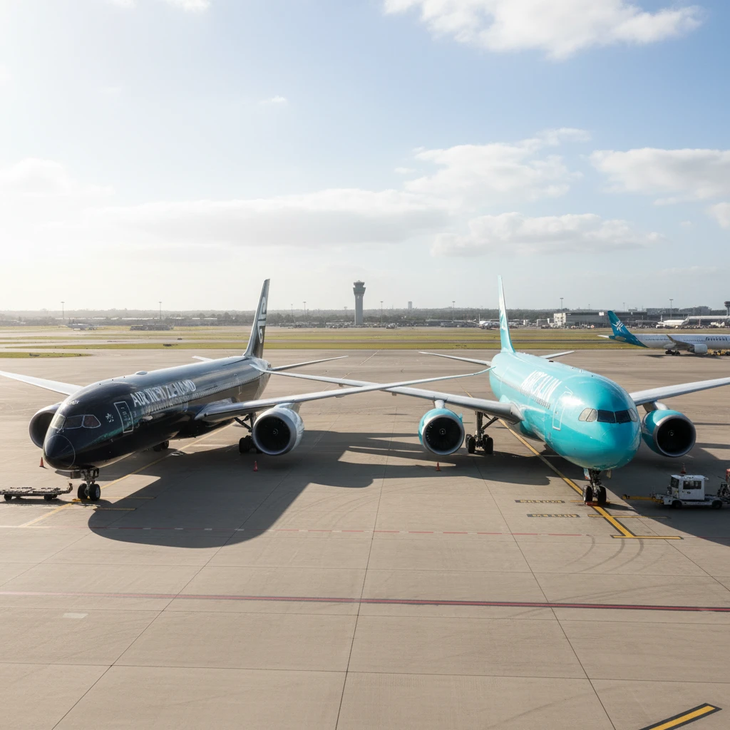 Air New Zealand vs Aircalin aircraft comparison on tarmac