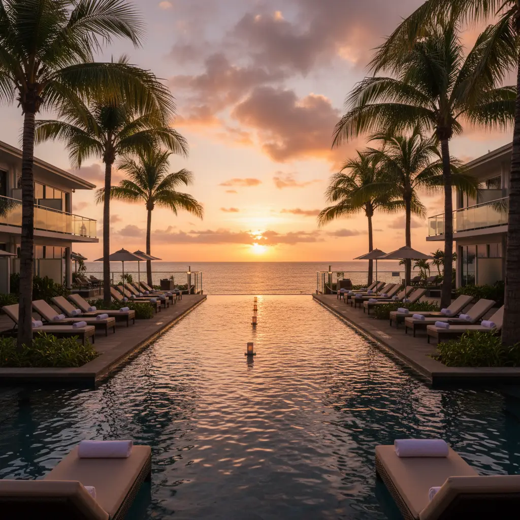 Resort swimming pool amenities in Noumea