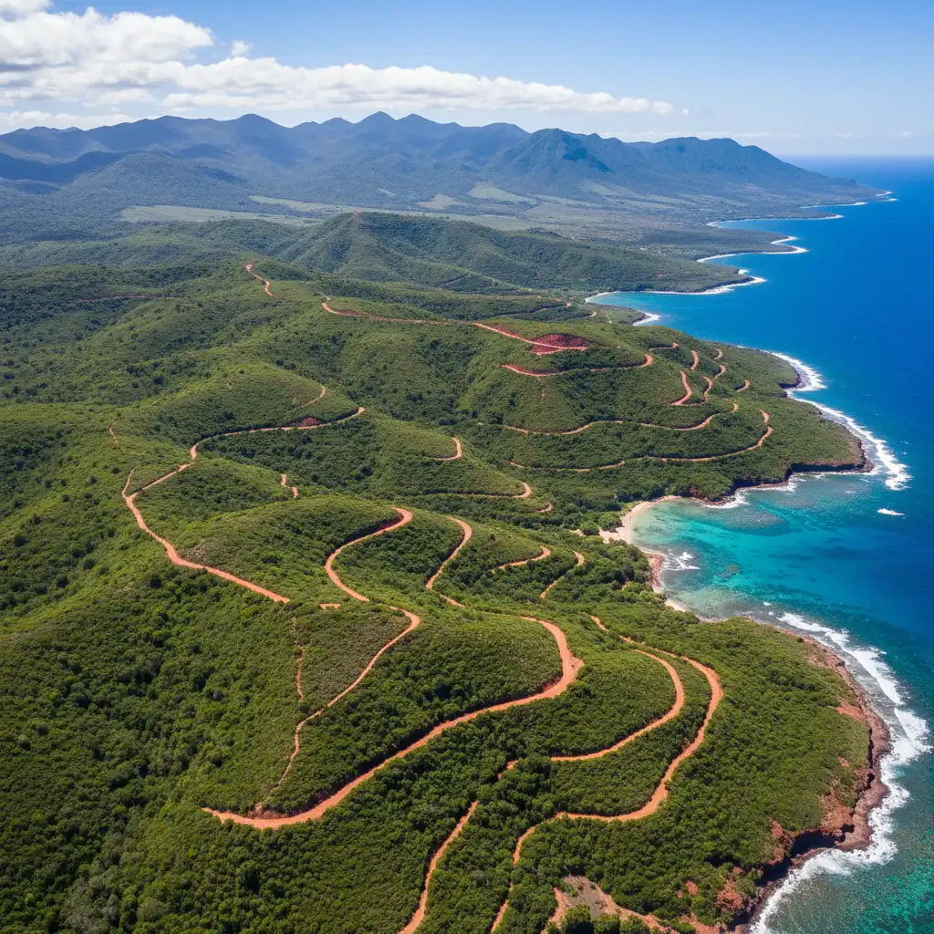 The red soil landscape of the Great South in New Caledonia