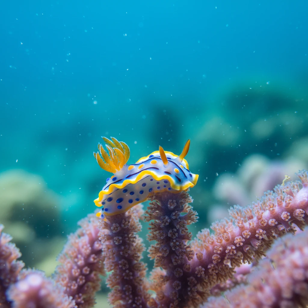 Macro photography of nudibranch on Isle of Pines reef