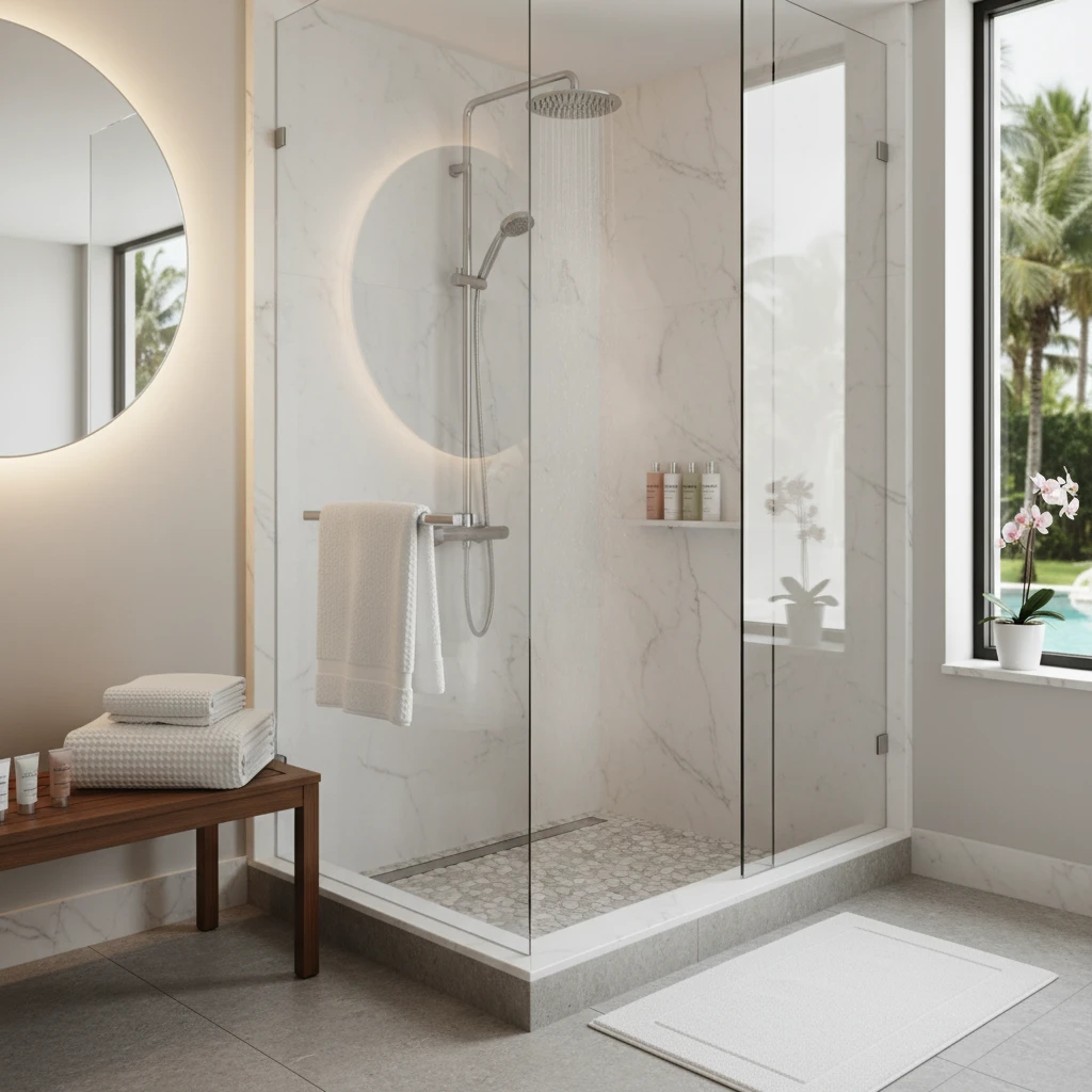 Luxury hotel shower facilities for day use