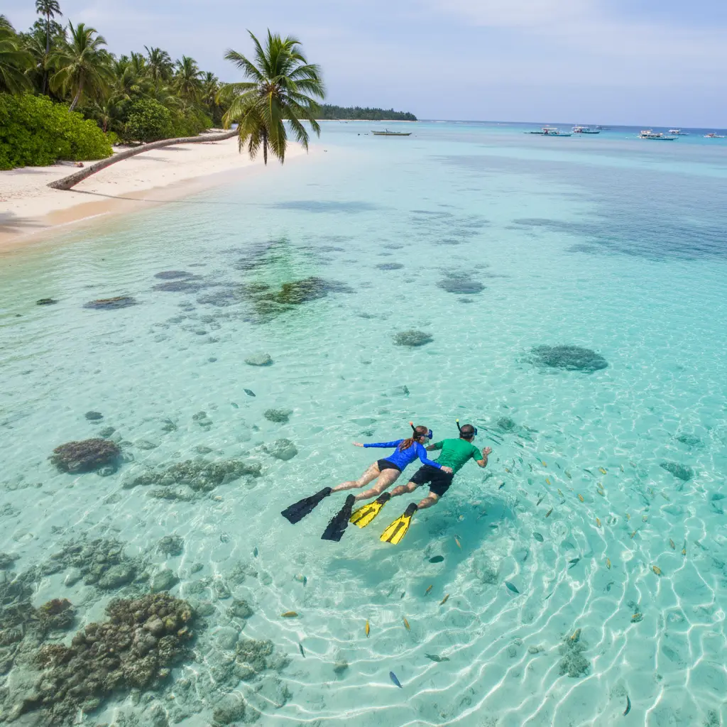 Snorkeling in the clear waters of Kanumera Bay, Isle of Pines