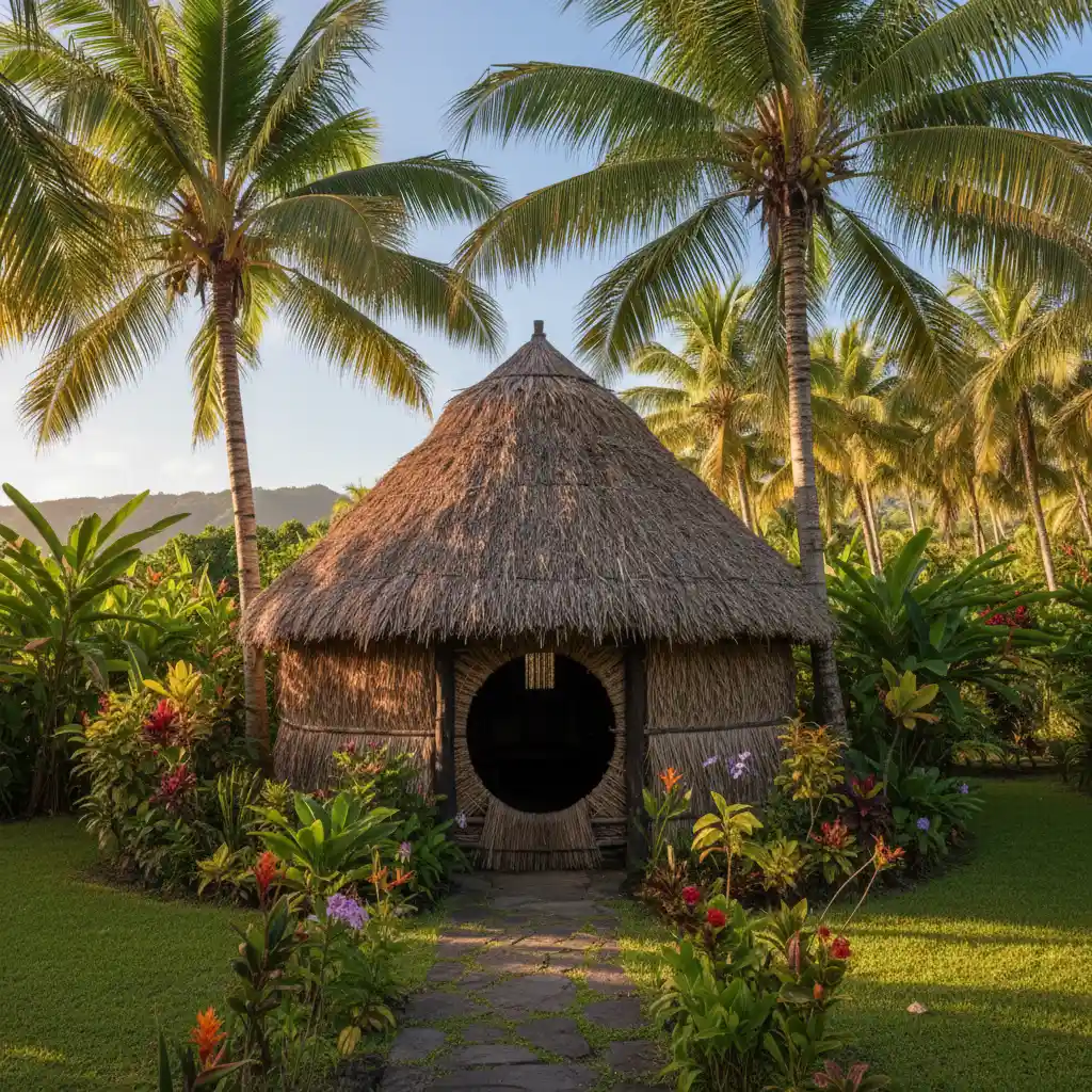 Traditional Kanak tribal accommodation on Lifou Island