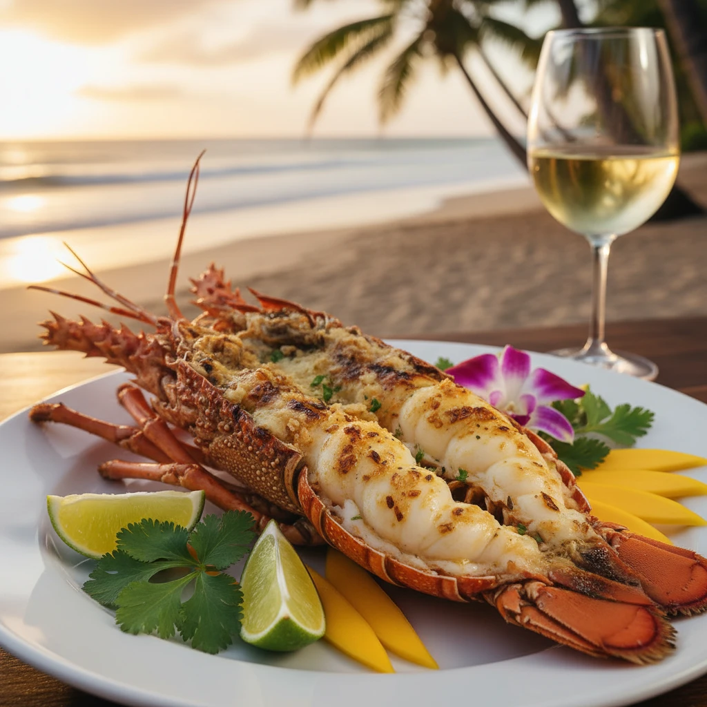 Grilled Isle of Pines Lobster romantic dinner