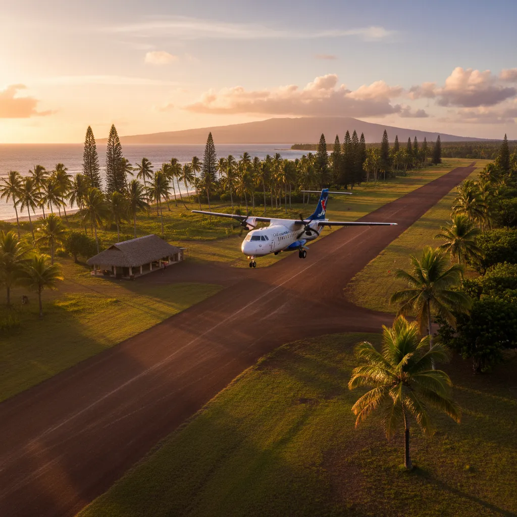 Air Caledonie plane landing at Isle of Pines airport