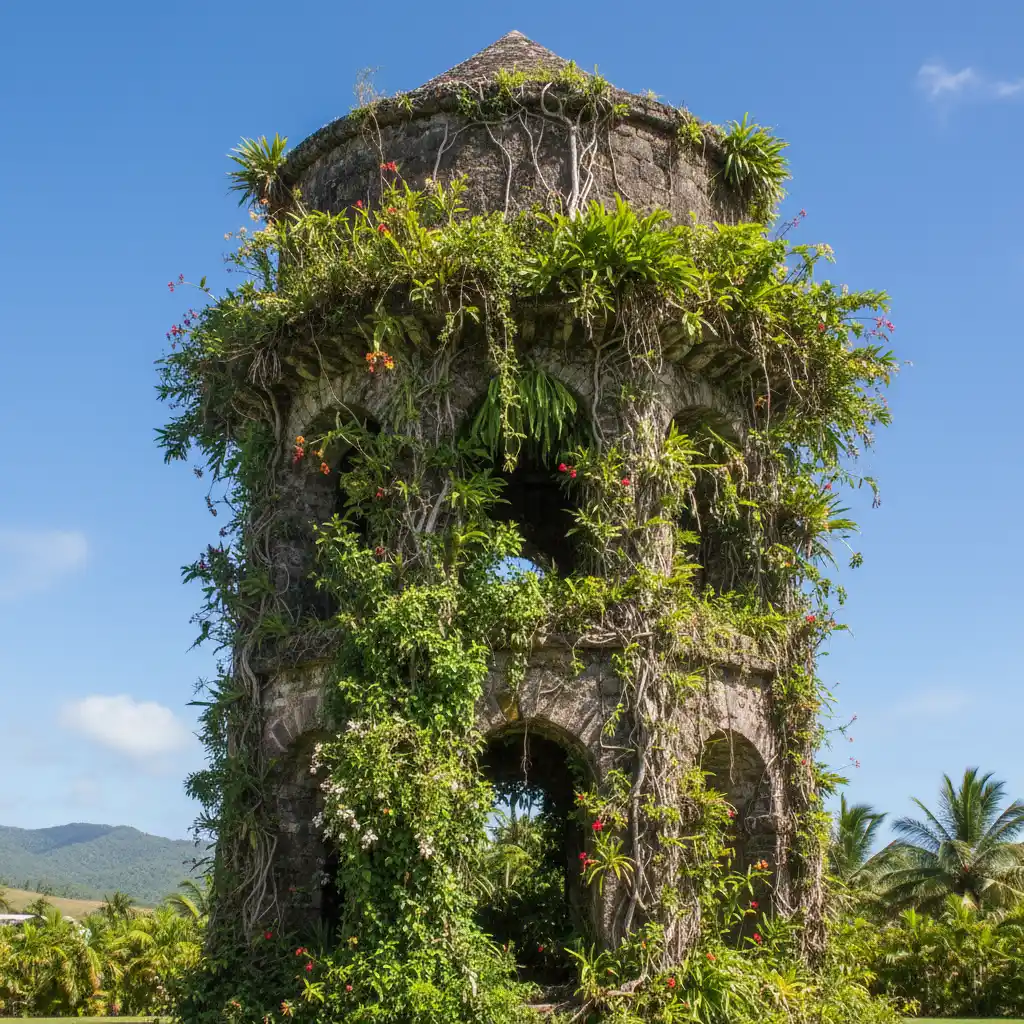 The historic Water Tower (Château d'Eau) at Ouro