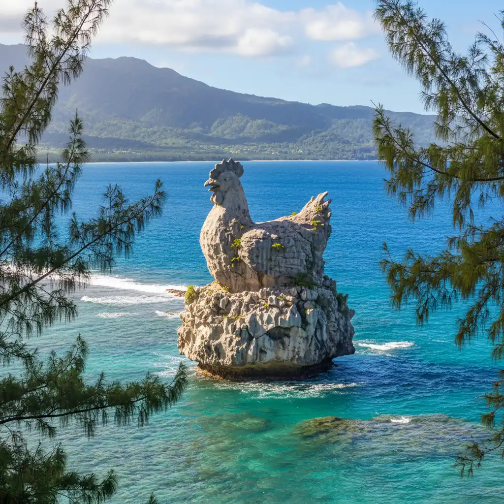 The famous Brooding Hen rock formation in Hienghène