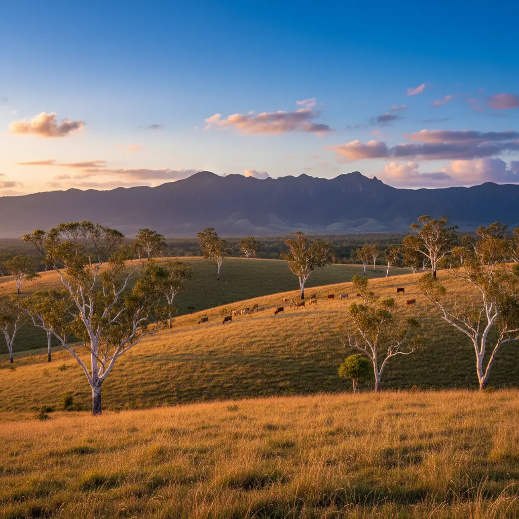 Golden savanna landscape of New Caledonia's West Coast with Niaouli trees