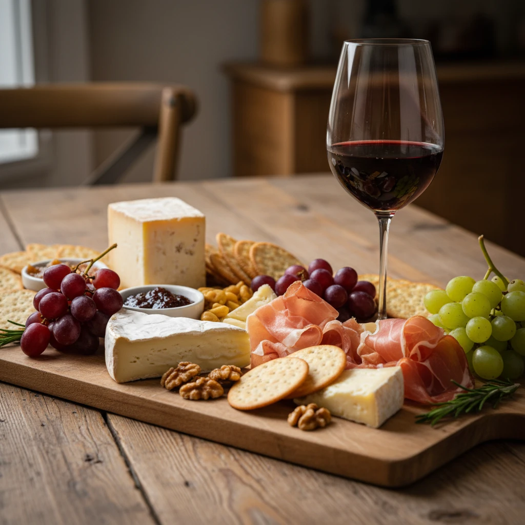 Traditional French Planchette with cheese and charcuterie