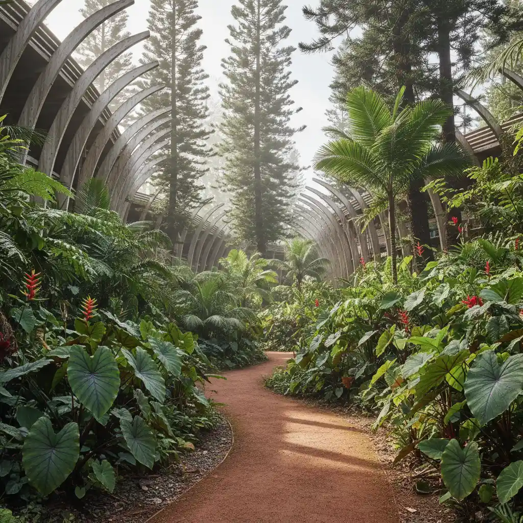 The Kanak Path gardens with the centre in the background