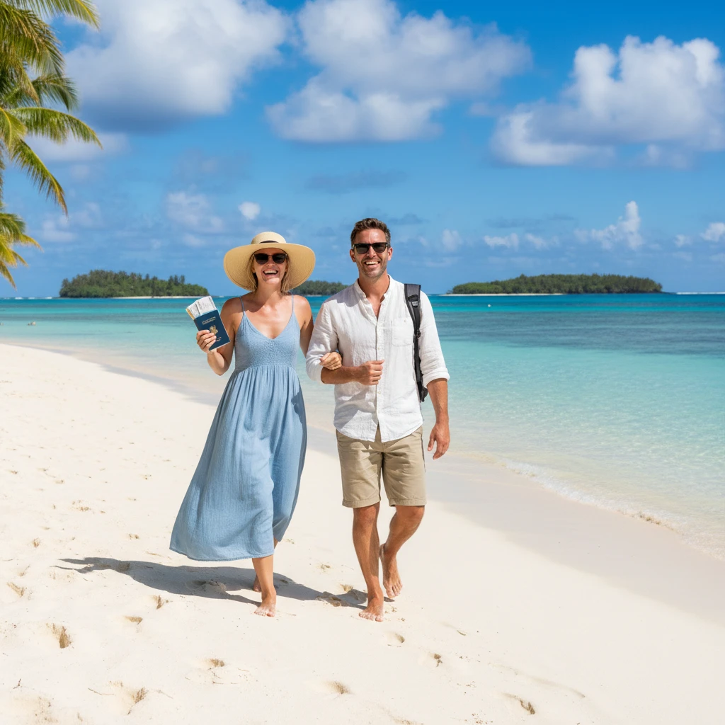 Couple enjoying a successful trip to New Caledonia