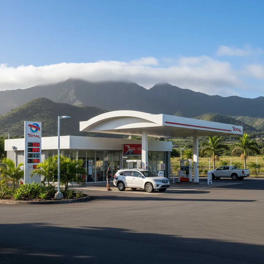 Refueling rental car in Bourail New Caledonia
