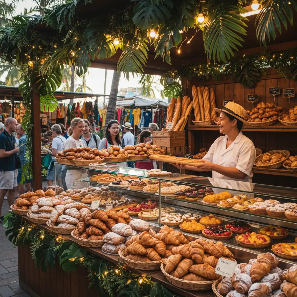 Fresh French pastries and croissants at Port Moselle Market