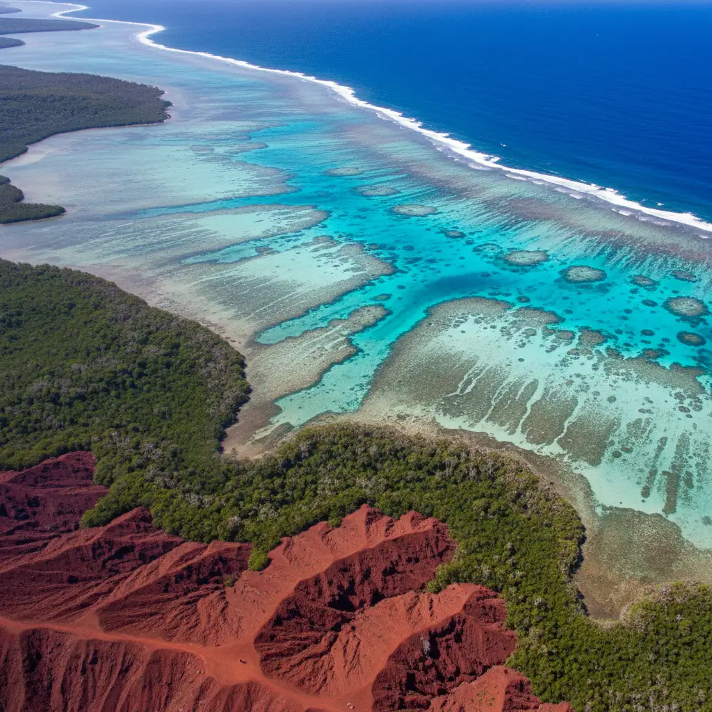 Panoramic view of the Poé Lagoon from the Oua Koué hiking trail in Bourail