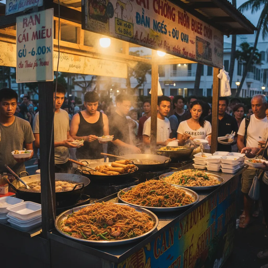 Vietnamese and Indonesian food stalls at Port Moselle