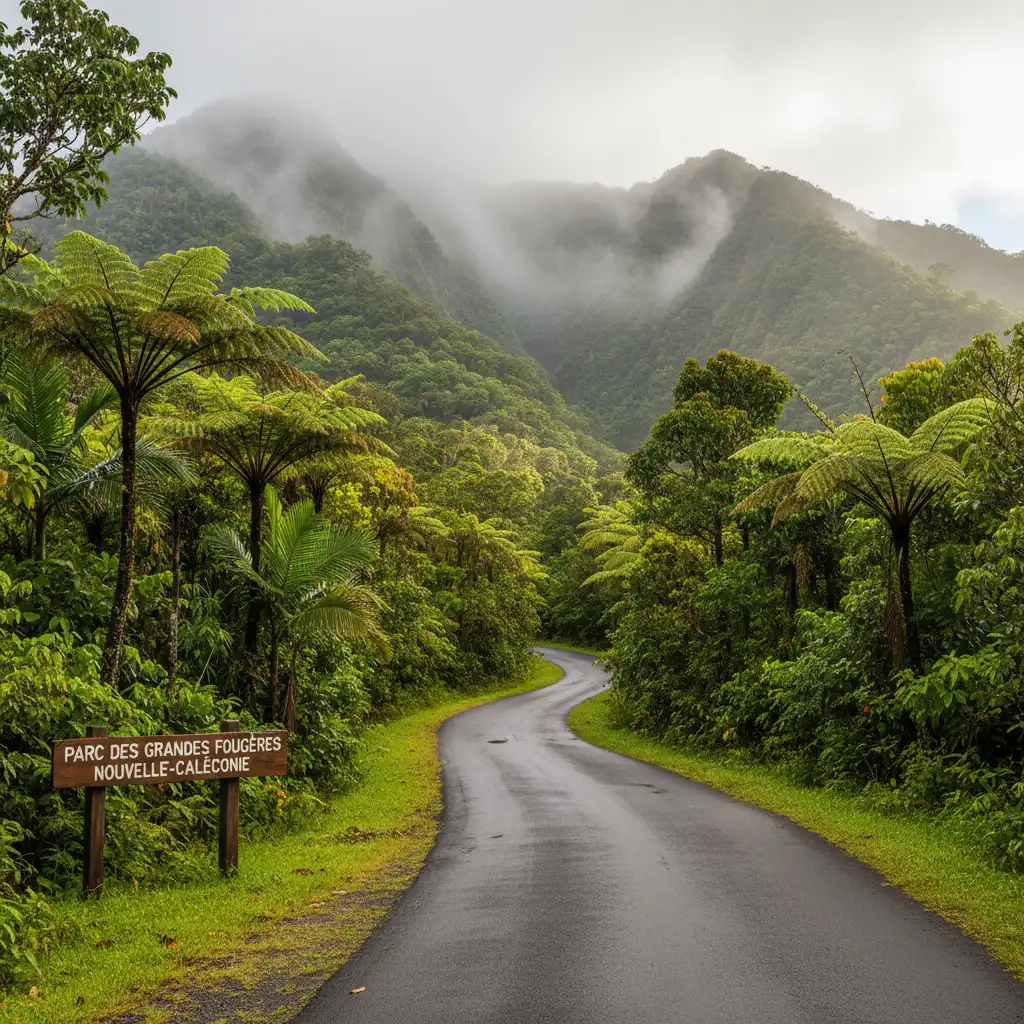Road to Giant Fern Park New Caledonia near Farino