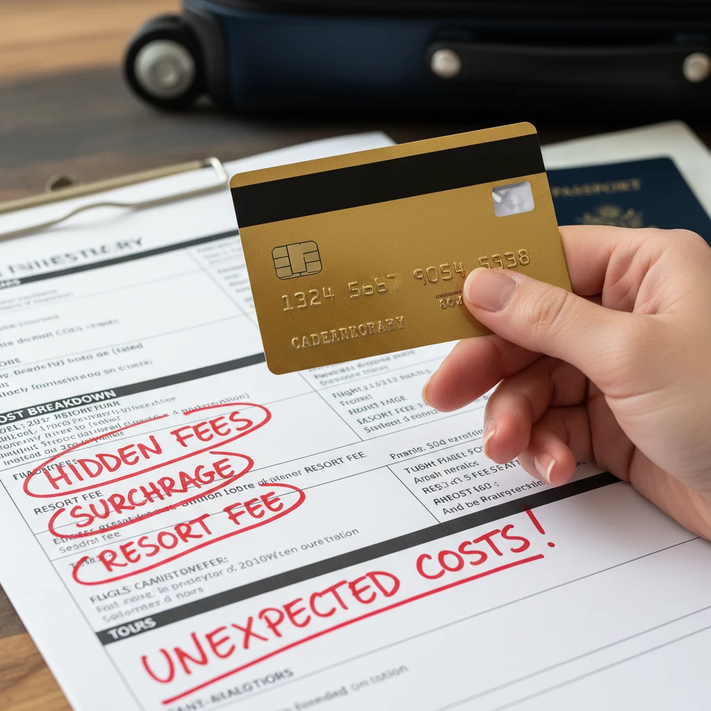 Hidden fees on travel itinerary
