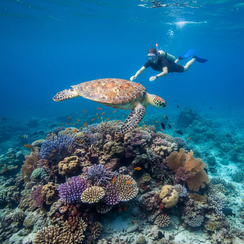 Snorkeling with sea turtles at Duck Island