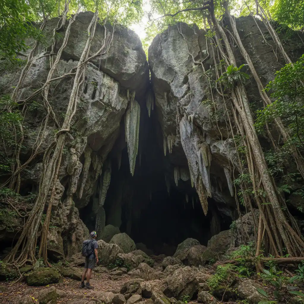 Entrance to the limestone Koumac Caves in North Province