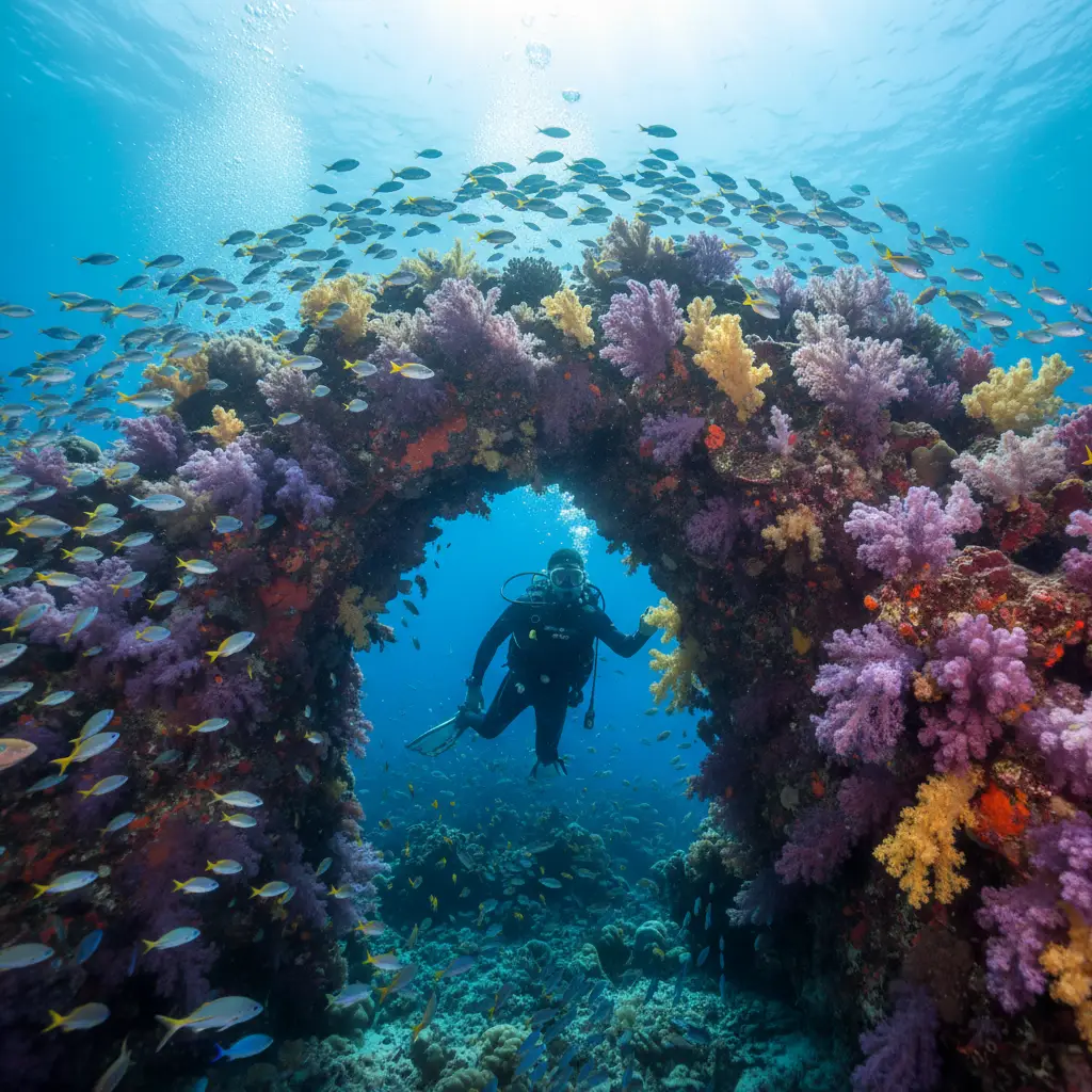 Scuba diving the coral reefs of Hienghene