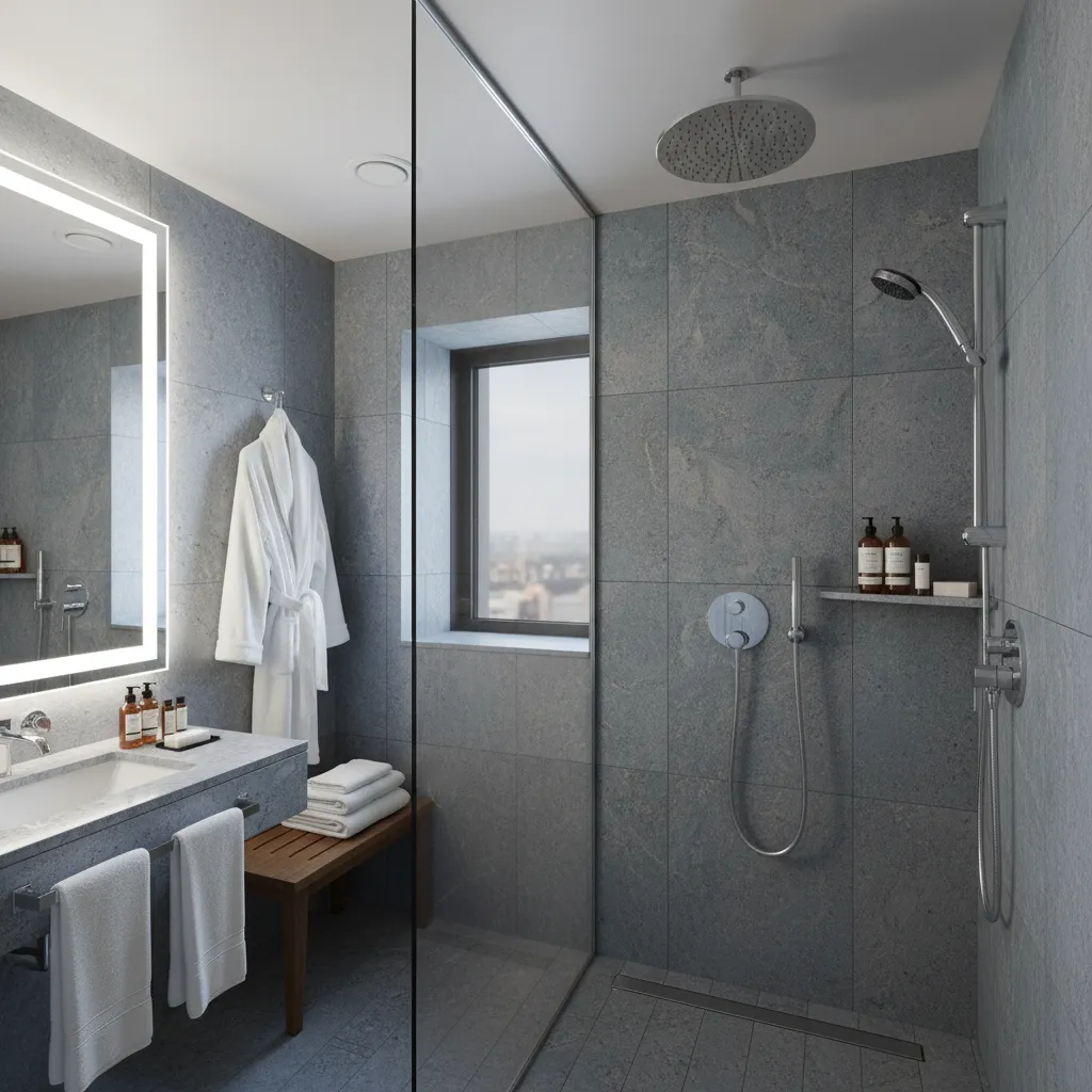 Private shower suite facilities at Auckland Airport Lounge