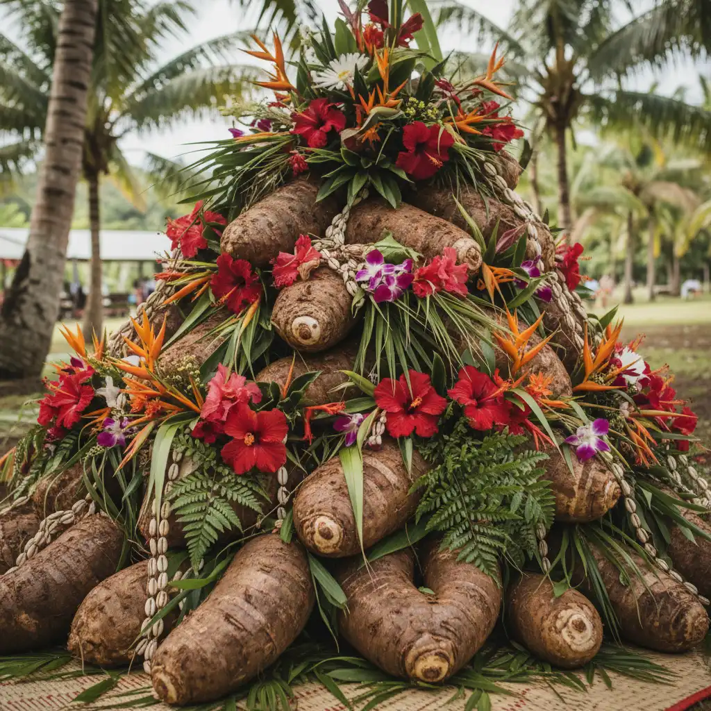Sacred yams at a Kanak New Yam Festival