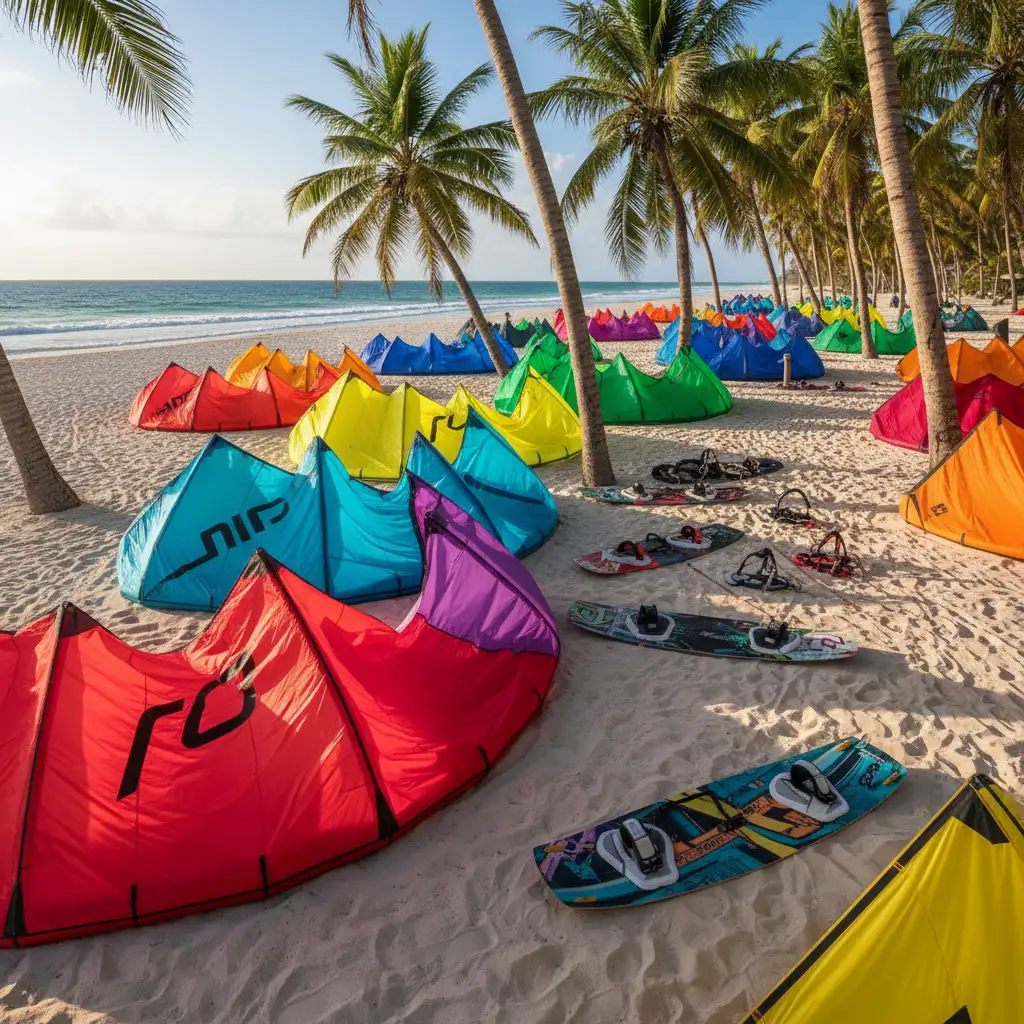 Kitesurfing gear on Noumea beach