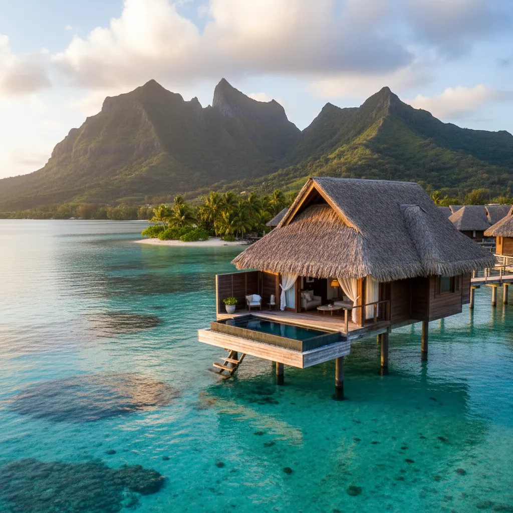 Luxury overwater bungalows in New Caledonia