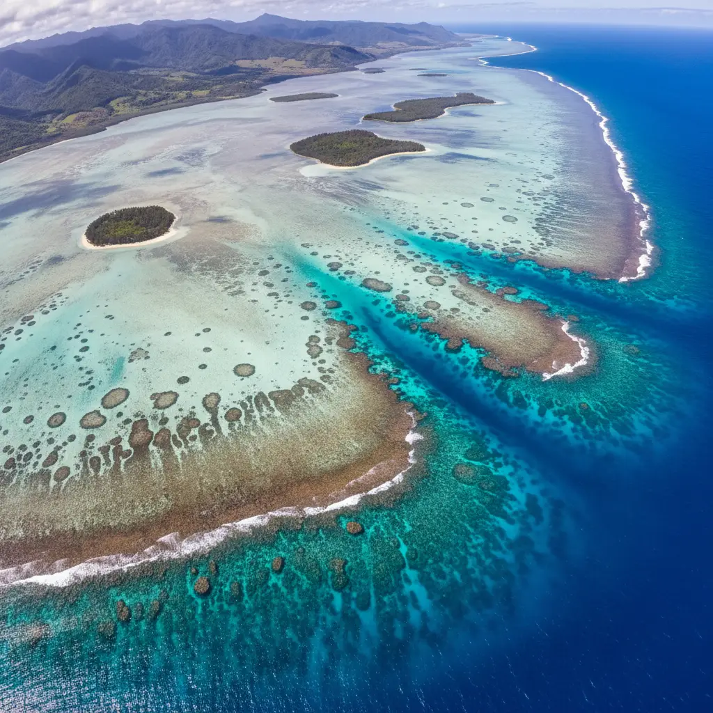 Aerial view of New Caledonia lagoon