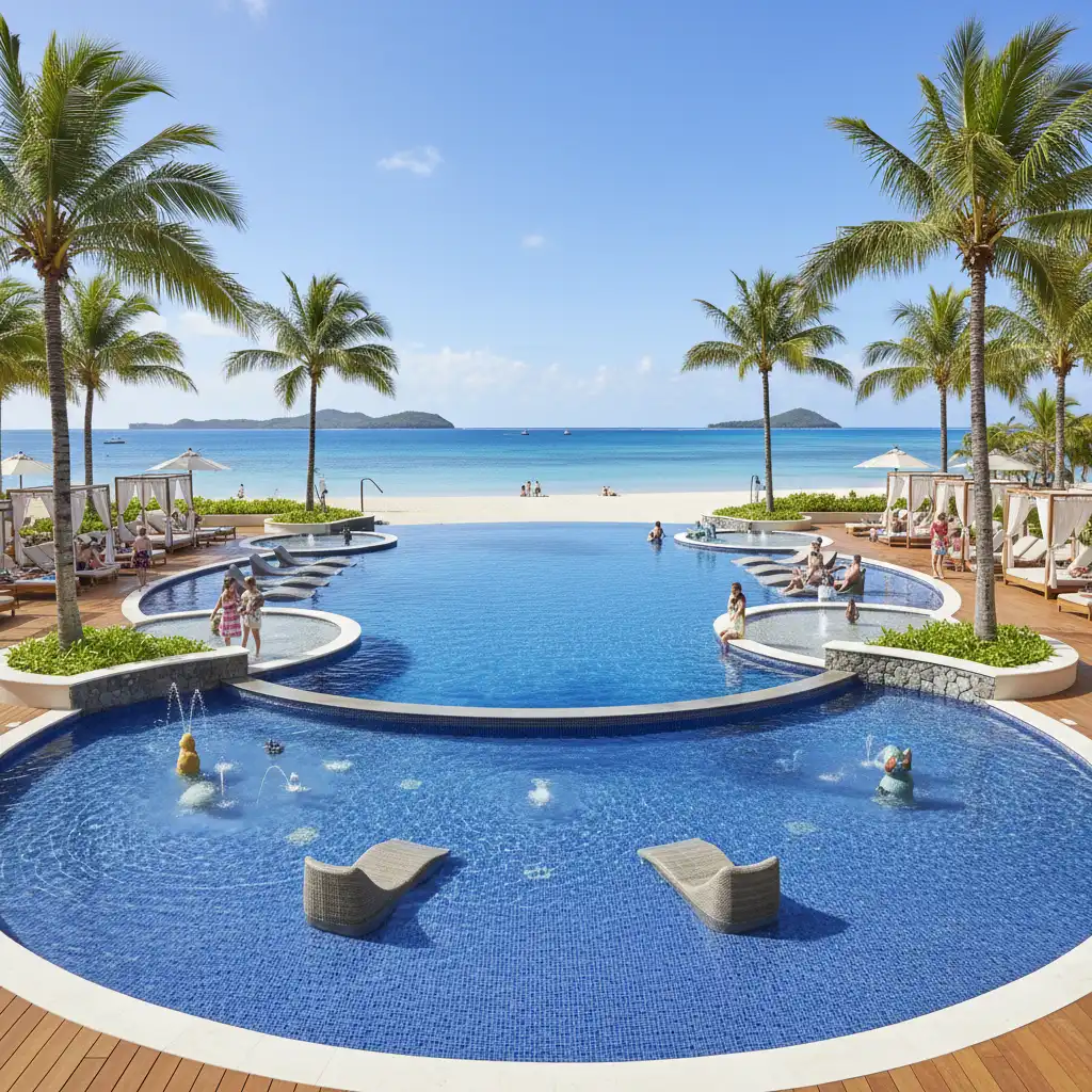 Luxury resort pool for families in New Caledonia