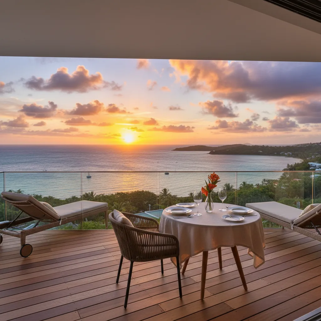 Ramada Hotel suite balcony view over Noumea lagoon