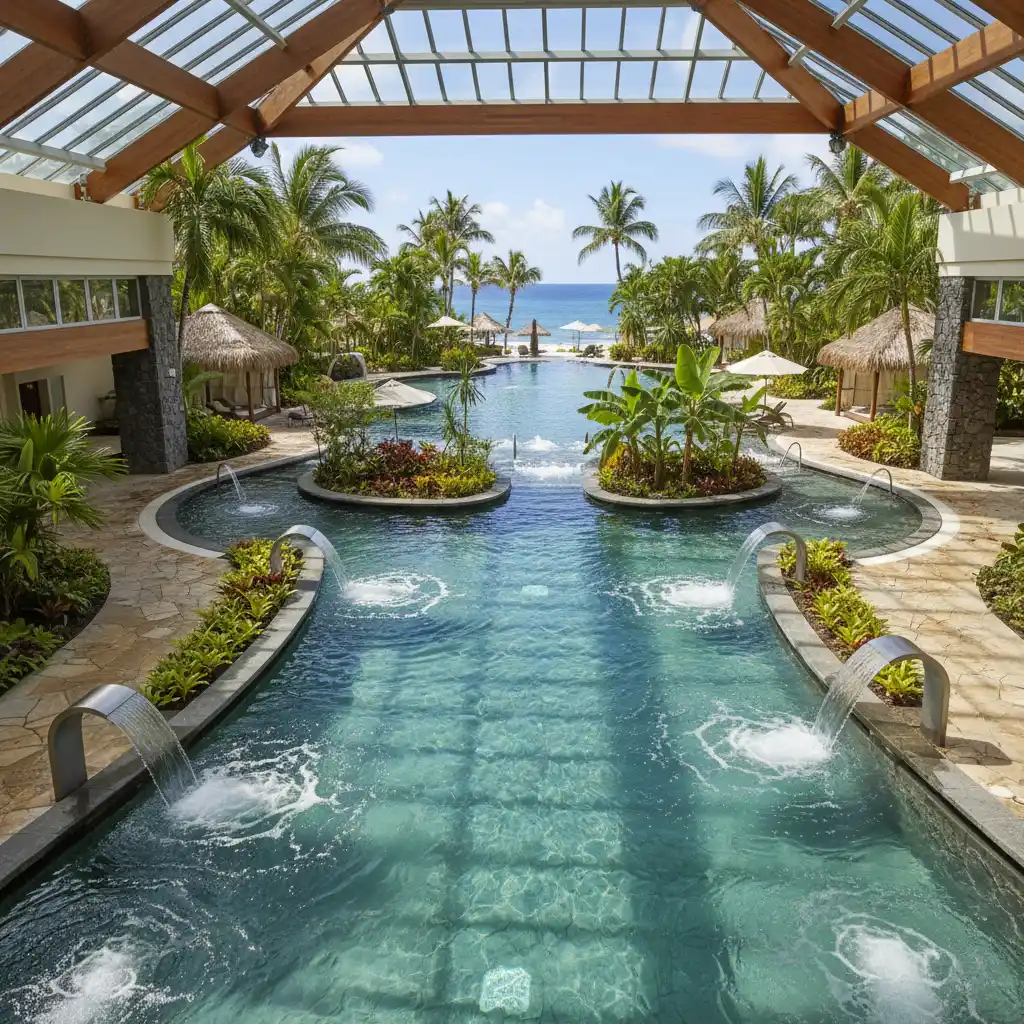 Aquatonic pool and spa facilities at Chateau Royal Noumea