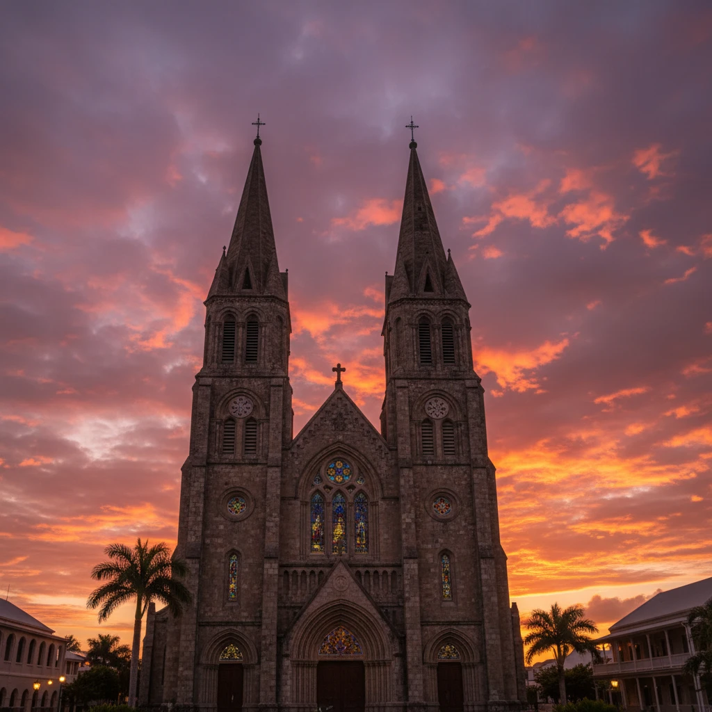 St. Joseph's Cathedral twin towers in Nouméa