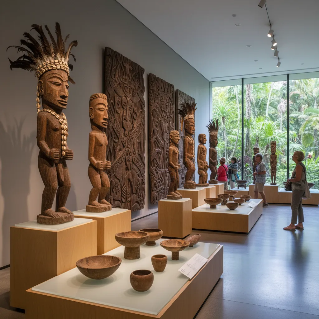Kanak totems and cultural artifacts in the Museum of New Caledonia