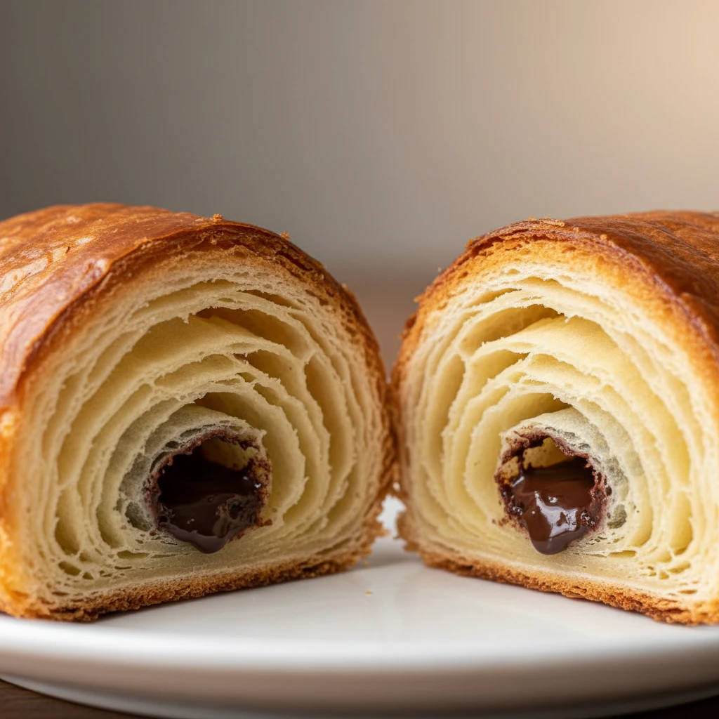 Cross-section of a perfect pain au chocolat