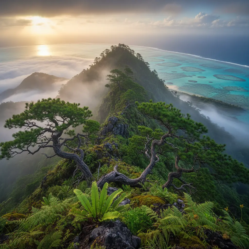 The misty summit of Mount Panie, the highest peak in New Caledonia