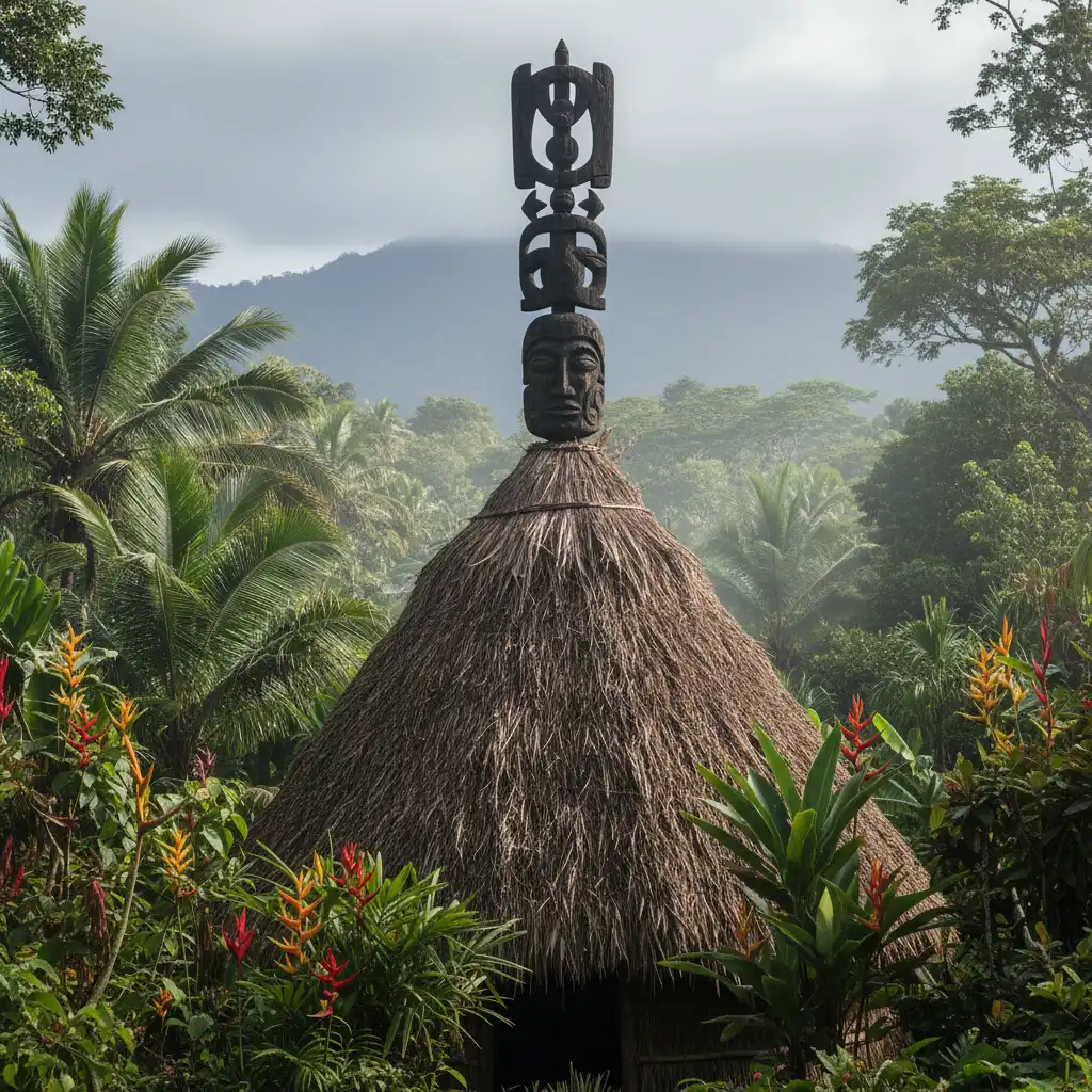 Traditional Kanak cultural symbols in the North Province of New Caledonia