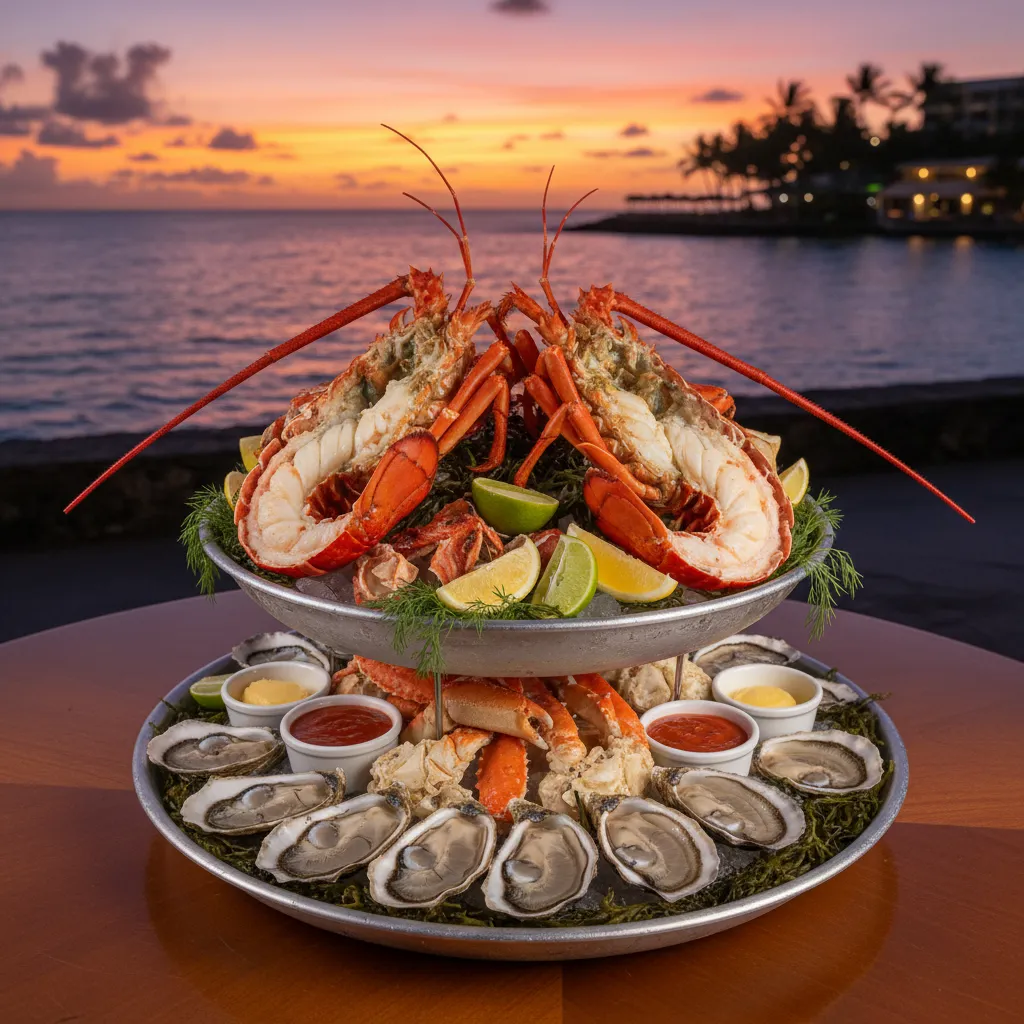 Luxury seafood platter in Noumea restaurant