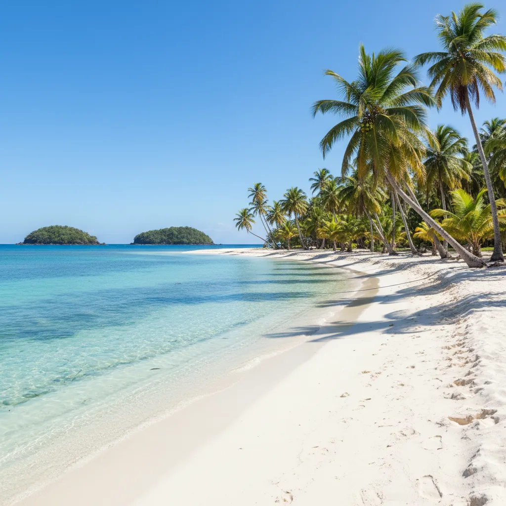 Pristine white sand beach at Poingam Poum