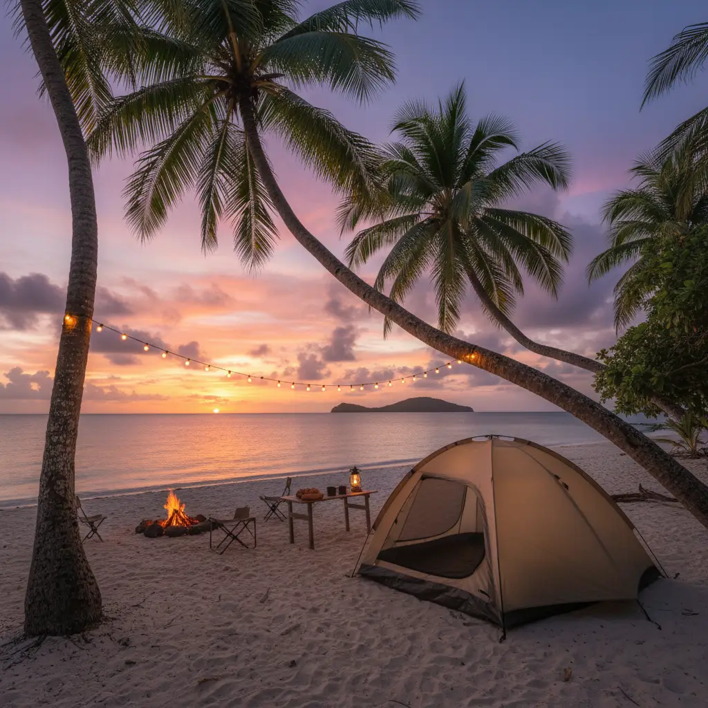 Beachside camping near Noumea New Caledonia
