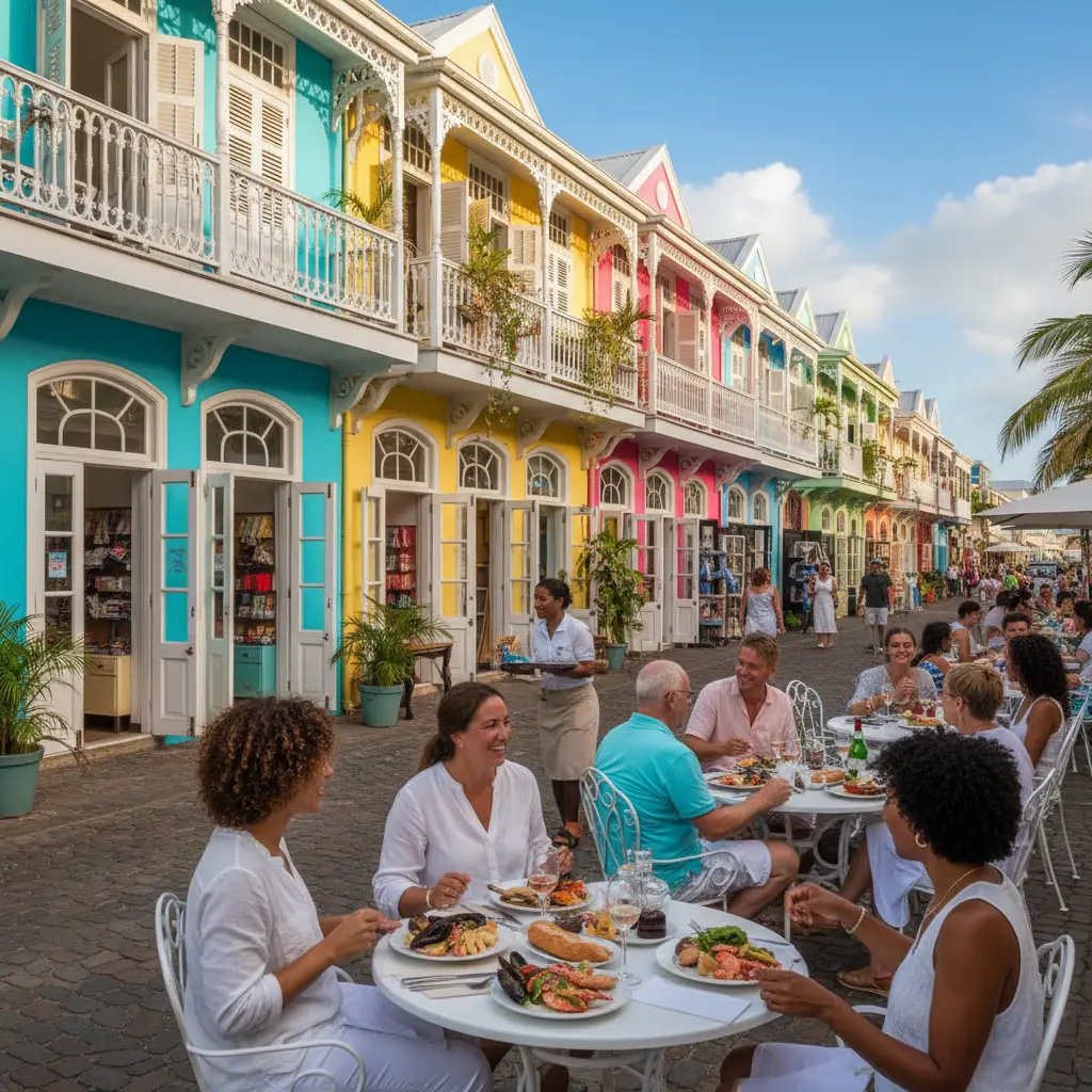 Charming street in Noumea during the afternoon siesta