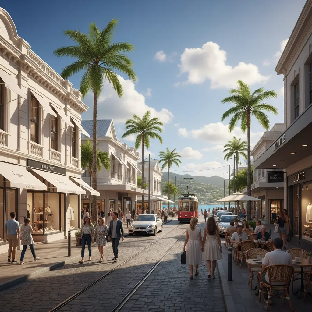 Noumea shopping street with French boutiques