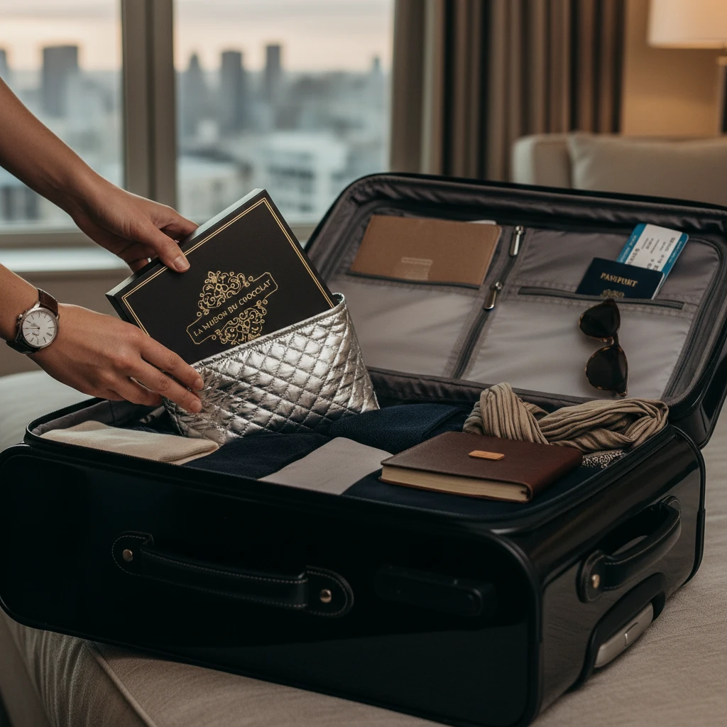 Packing chocolate souvenirs for a flight