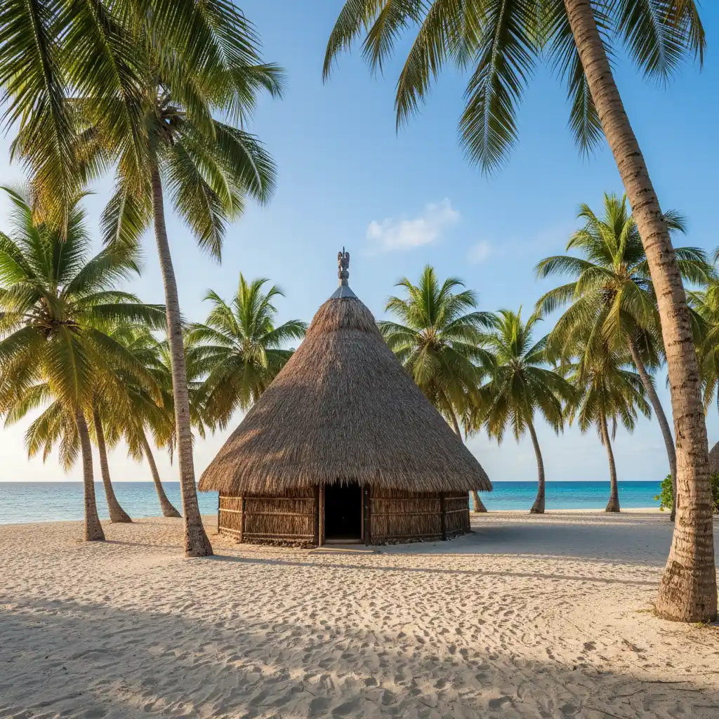 Traditional Kanak hut in Lifou New Caledonia