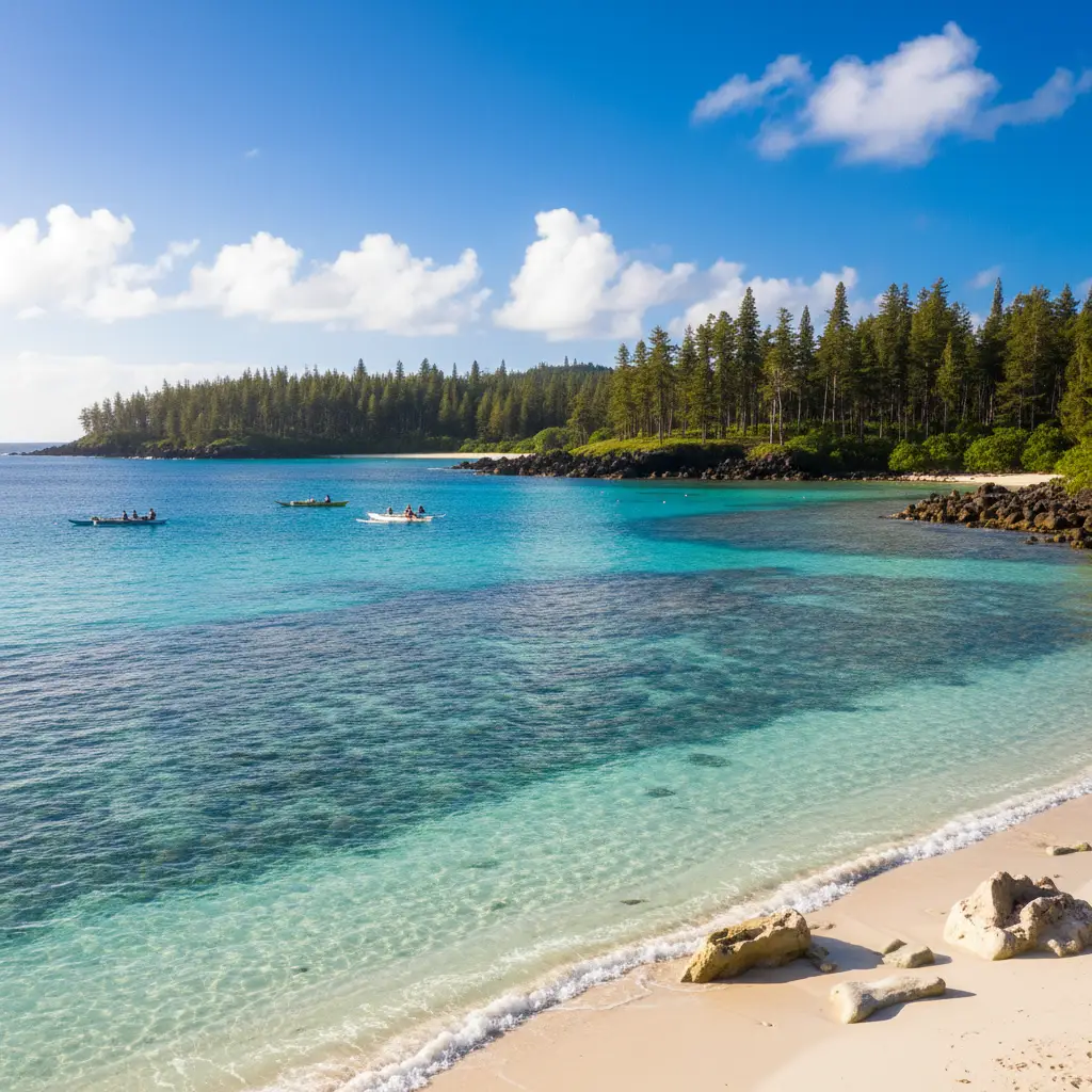 Scenic view of the Isle of Pines coastline near Queen Hortense Cave