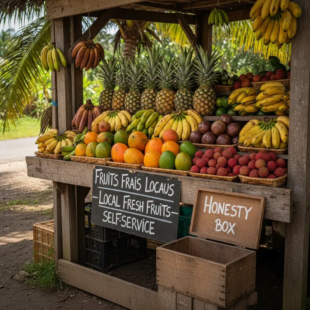 Roadside fruit stall on the New Caledonia east coast