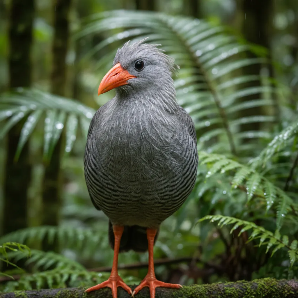 Rare Cagou bird in the forests of New Caledonia