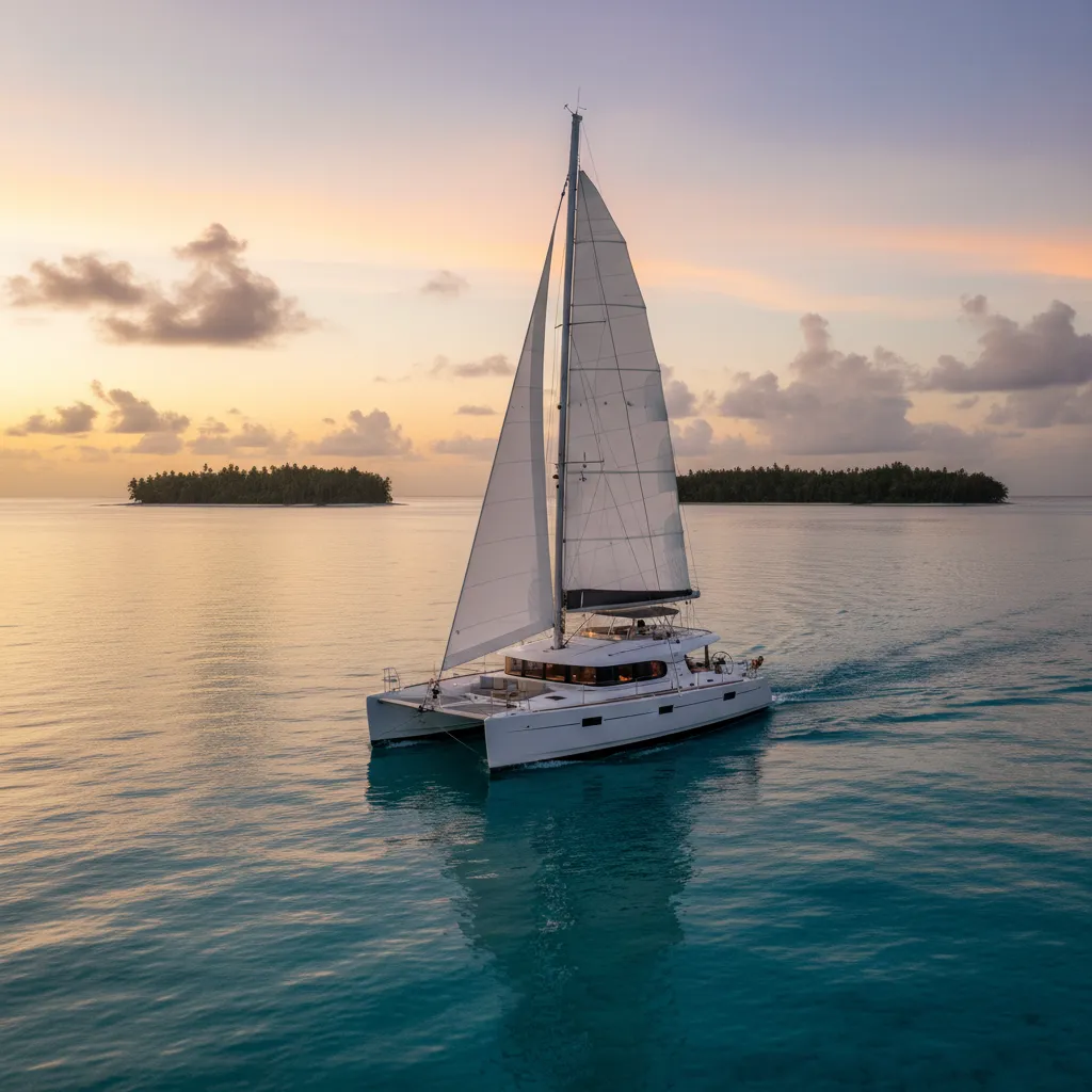 Sailing catamaran for whale watching in New Caledonia