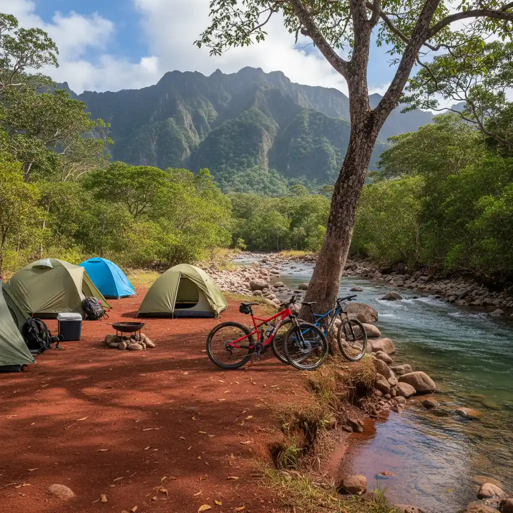 Netcha camping grounds and mountain biking trails in New Caledonia